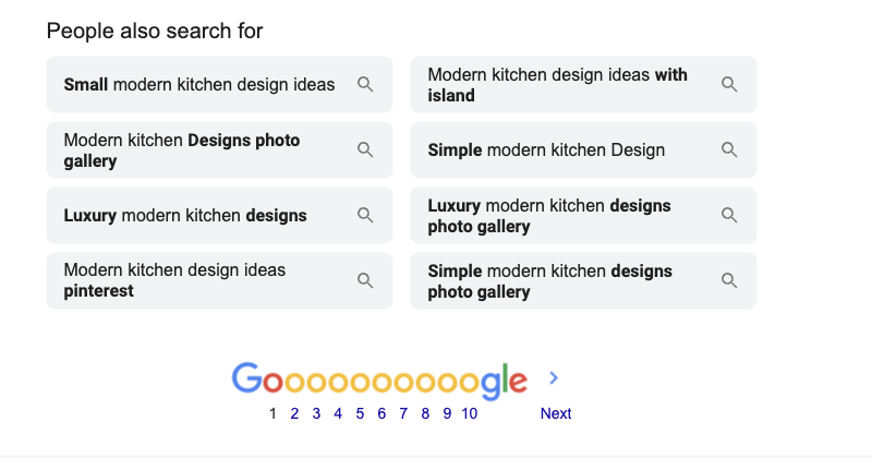 Related searches SERP feature Related searches SERP feature at the bottom of a Google results page